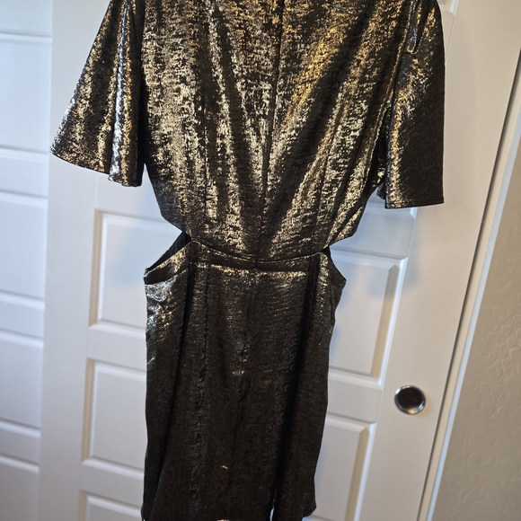French Connection Metallic Black and Gold Mini Dress - Picture 4 of 7